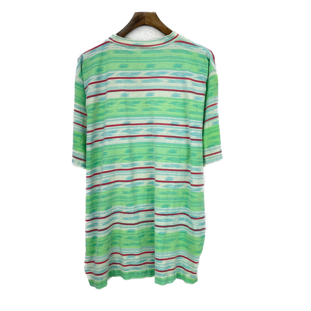 Vintage Gotcha Striped Green Multicolor T-shirt Size XL