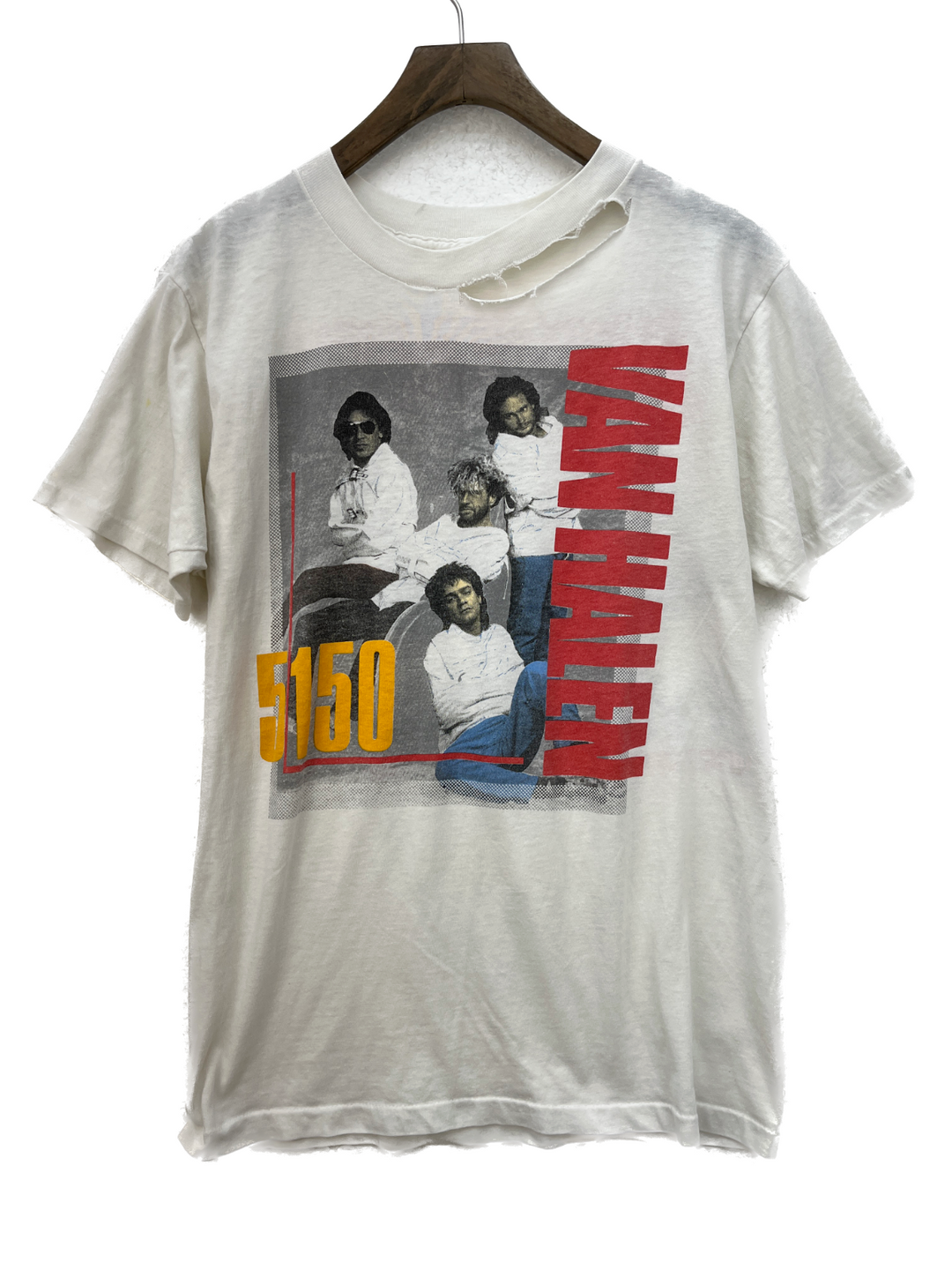1986 Van Halen North American Tour Vintage Distressed T-shirt Size S White