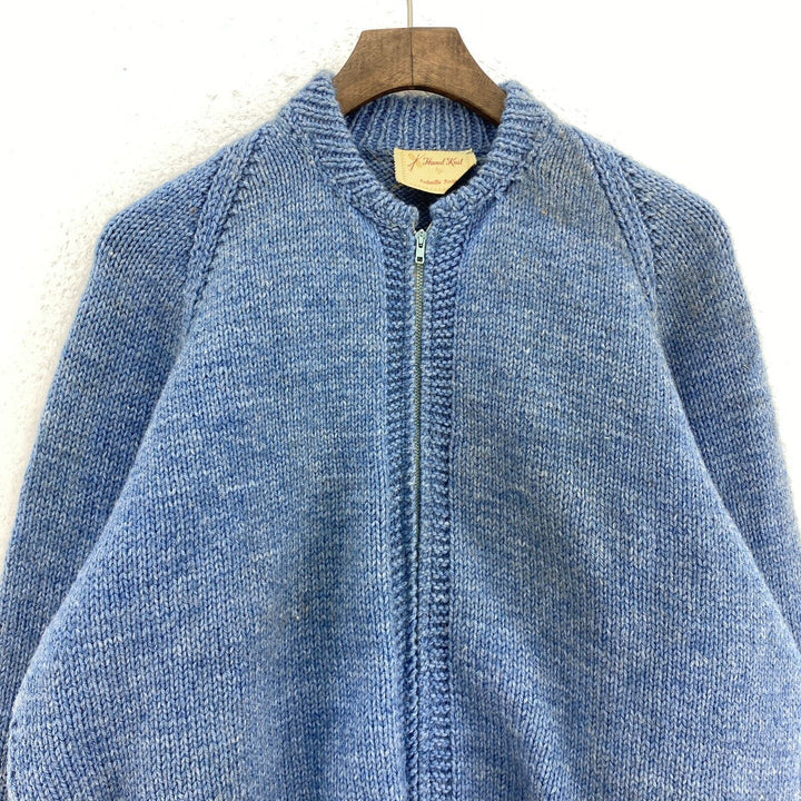 Vintage Hand Knit By Eudavilla Fortin Blue Full Zip Jacket Size M