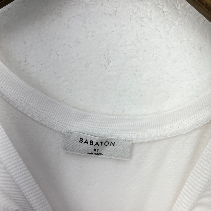 Aritzia BABATON Scoop Neck Long Sleeve White Top Size XS