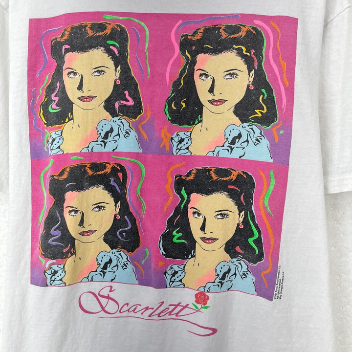 Vintage Scarlett O' Hara Gone With The Wind Movie Art Print T-shirt White L