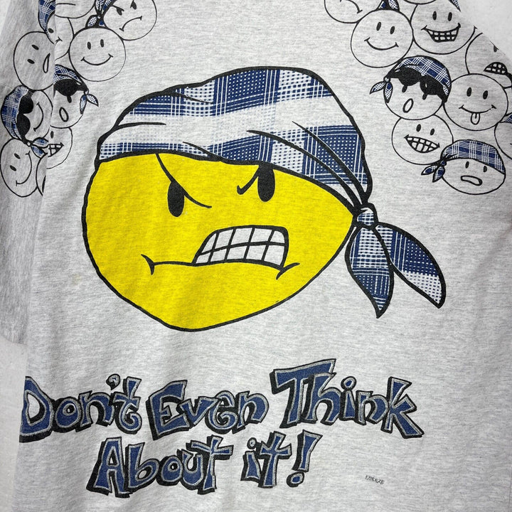 Vintage Don't Even Think About It Smile Gray T-shirt Size 2XL