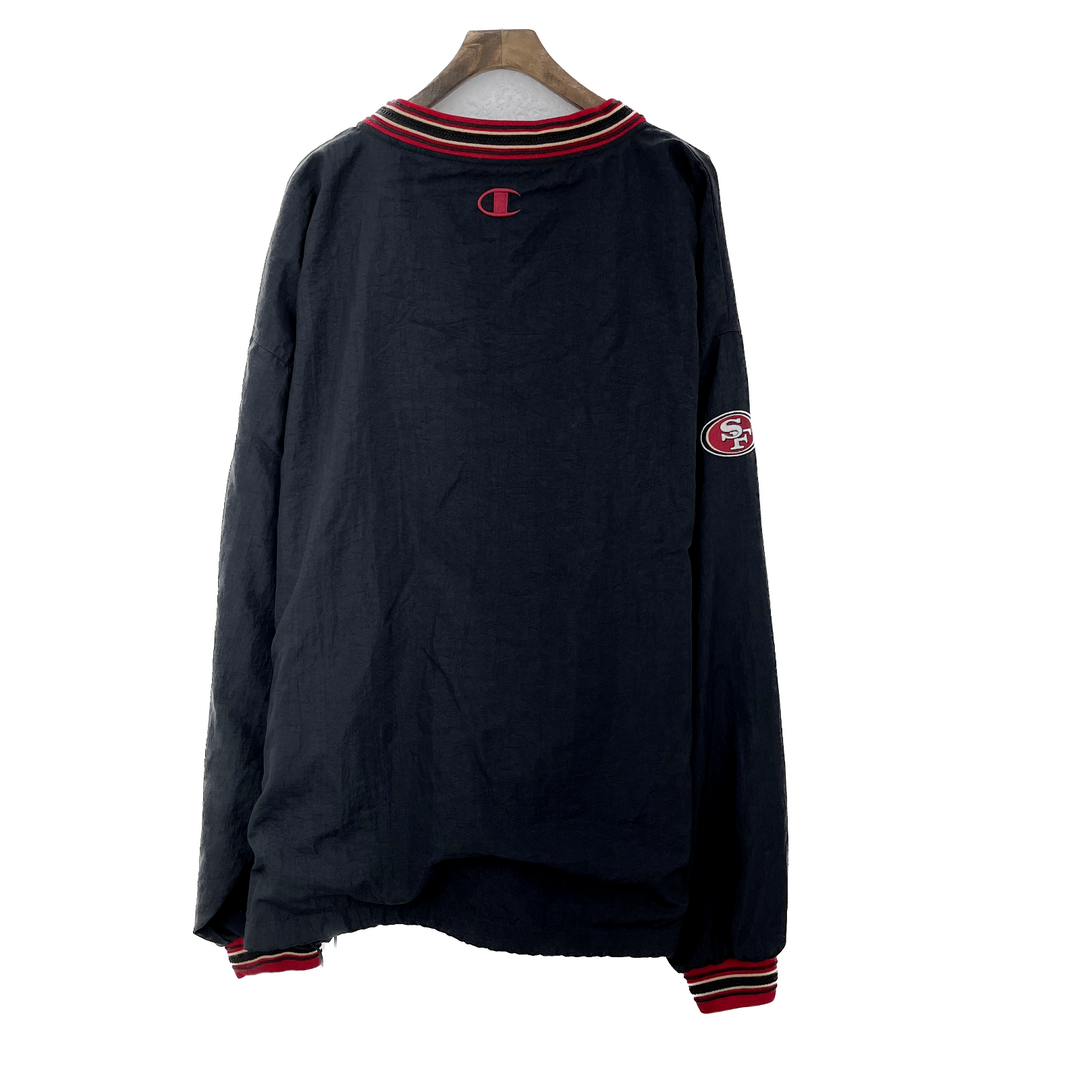 Vintage Champion San Francisco 49ers NFL Black Windbreaker Jacket Size 2XL