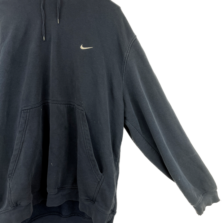Vintage Nike Embroidered Small Swoosh Navy Blue Pullover Hoodie Size L
