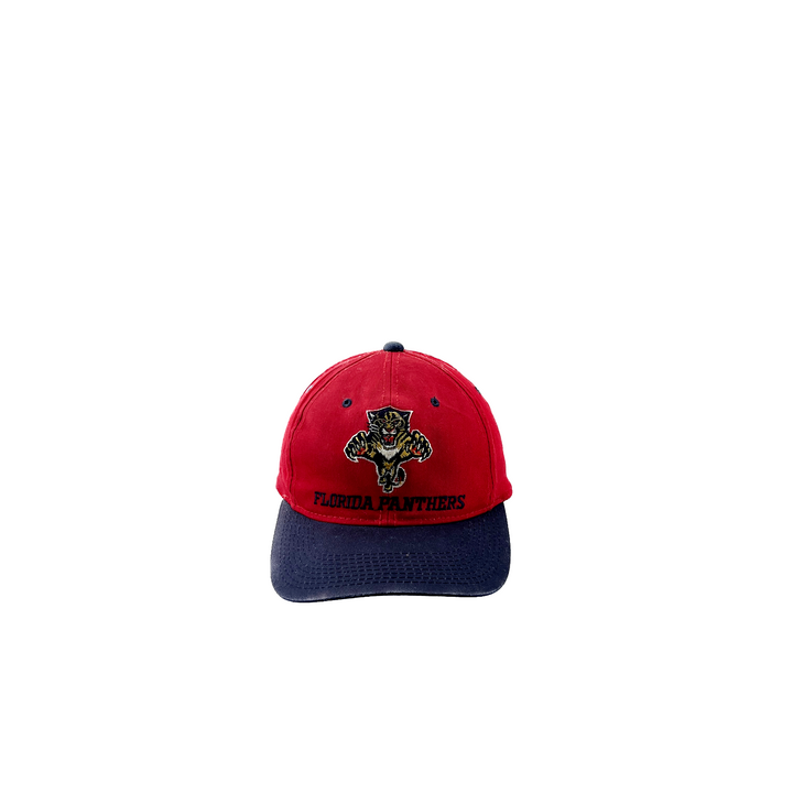 Vintage Florida Panthers Spellout Adjustable Snapback Cap Hat Red Black