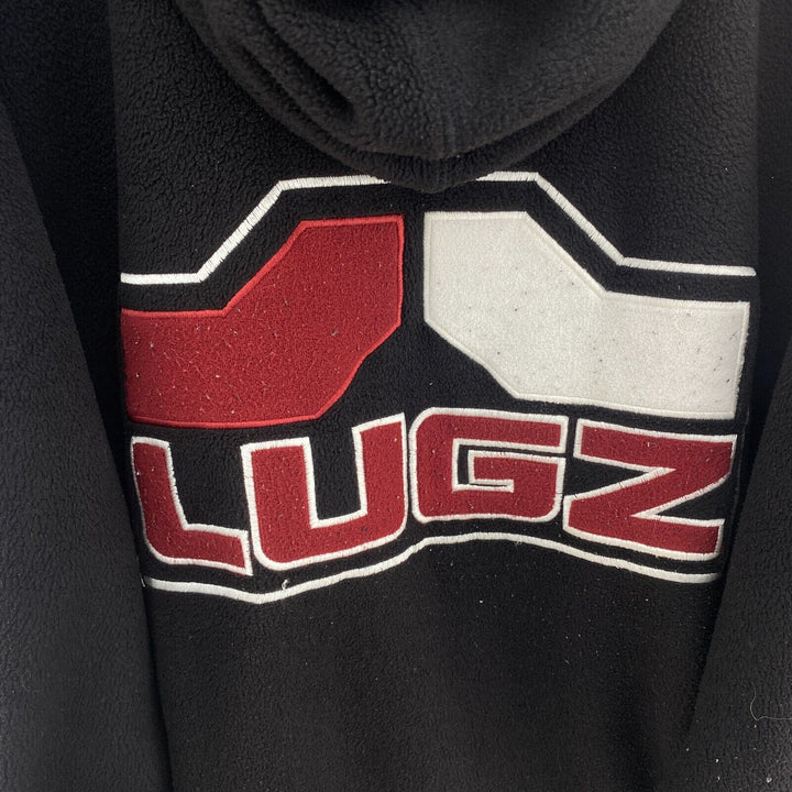 Lugz Brand Black Vintage Hooded Fleece Jacket Size XXL Full Zip Up