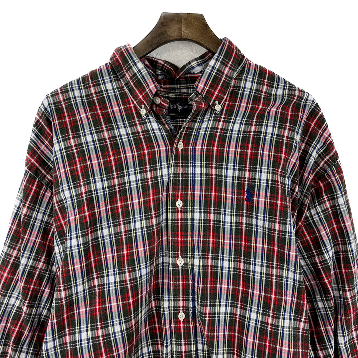 Vintage Ralph Lauren Checked Red Button Up Shirt Size XL