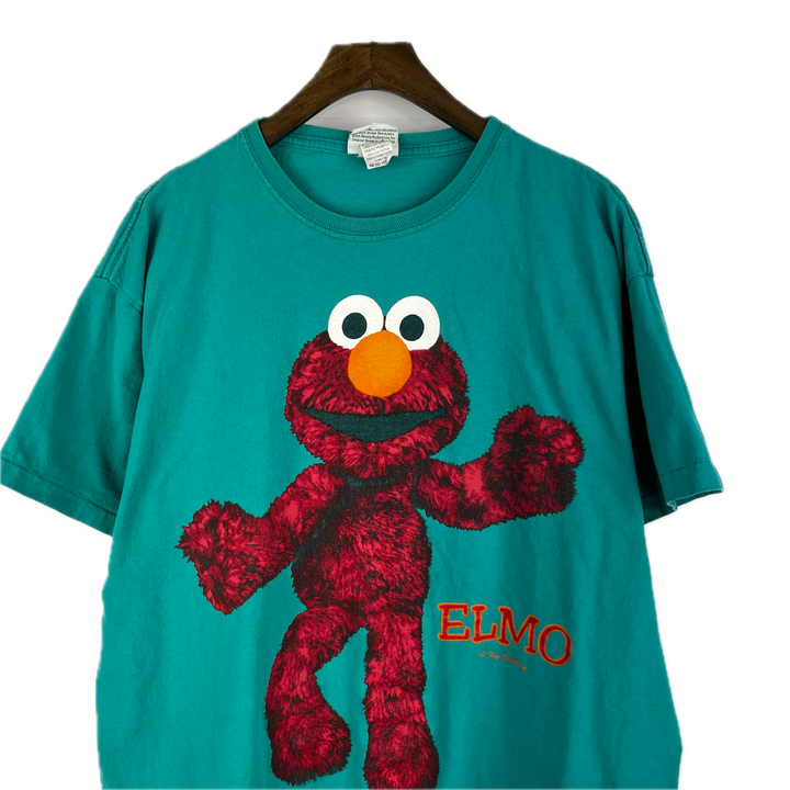 Vintage Elmo Shirt 90s Sesame Street Jim Henson TV Series Promo Tee L Teal