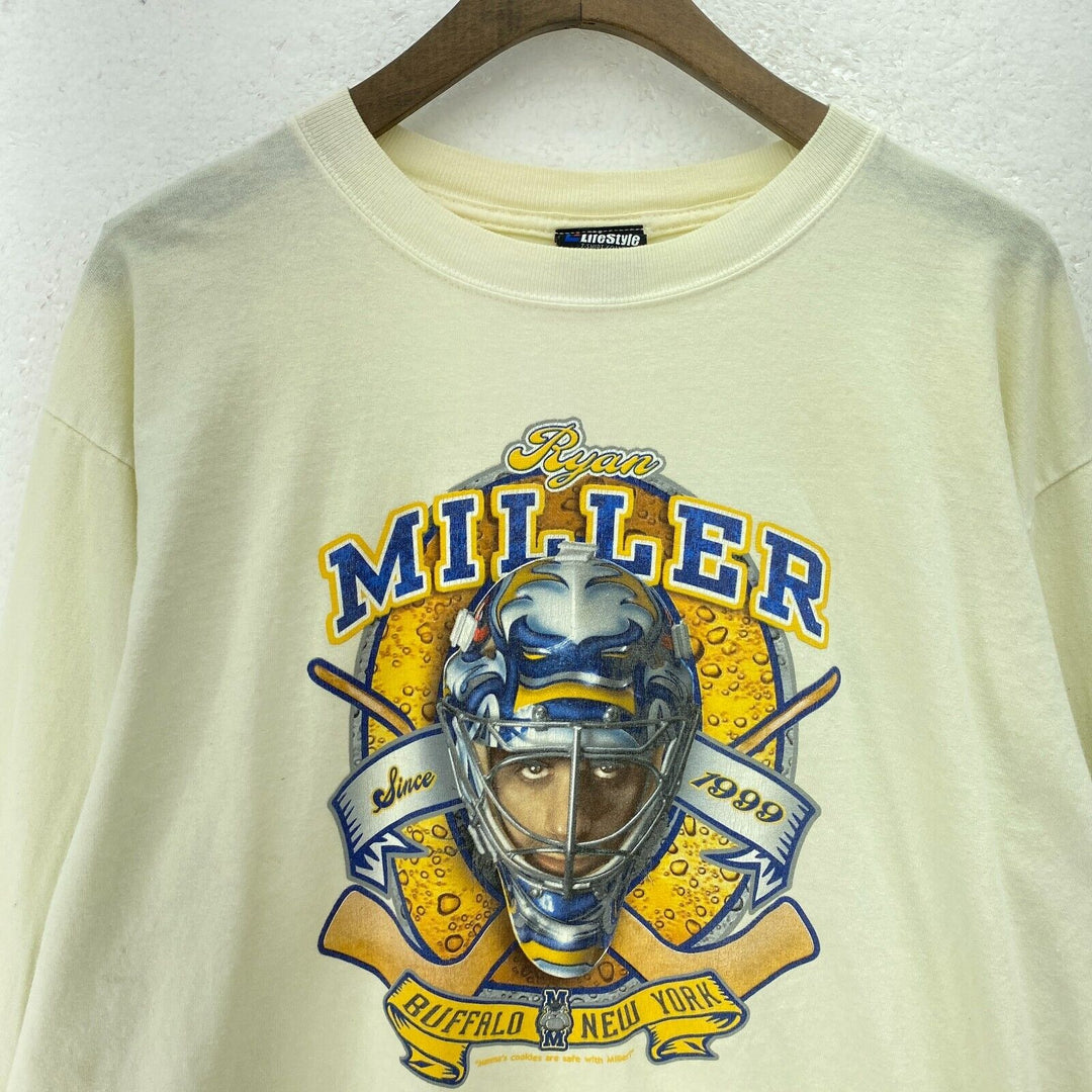 Ryan Miller 30 Buffalo Sabres New York NHL White Long Sleeve T-shirt Size L