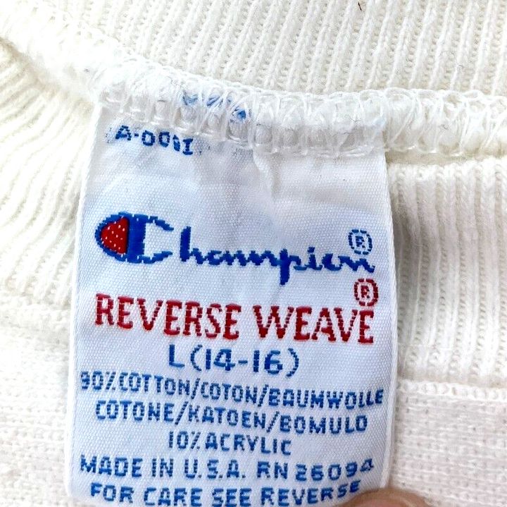 Vintage Womens Champion White Reverse Weave Pullover Sweatshirt Size L USA