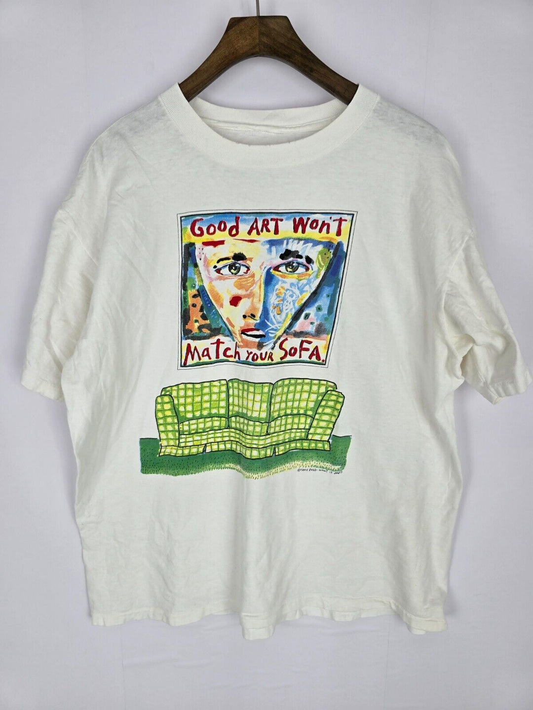 Vintage 90’s Fred Bob “Good Art Won’t Match Your Sofa” T Shirt Tee Size Large