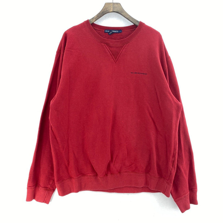 Vintage Club Monaco Logo Red Crew Neck Sweatshirt Size L