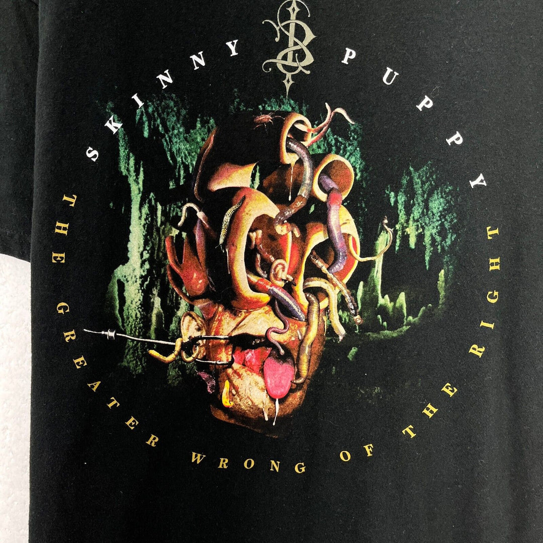 Vintage Skinny Puppy The Greater Wrong Of The Right Band Black T-shirt Size XL