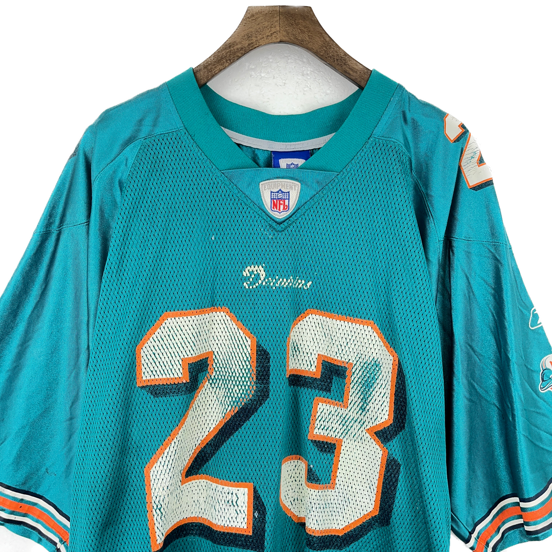 Vintage Reebok Miami Dolphins NFL Brown #23 Green Jersey Size XL