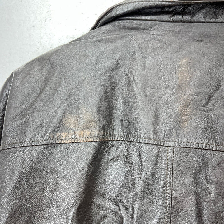 Vintage American Flight Type A-2 Brown Full Zip Leather Jacket Size XL