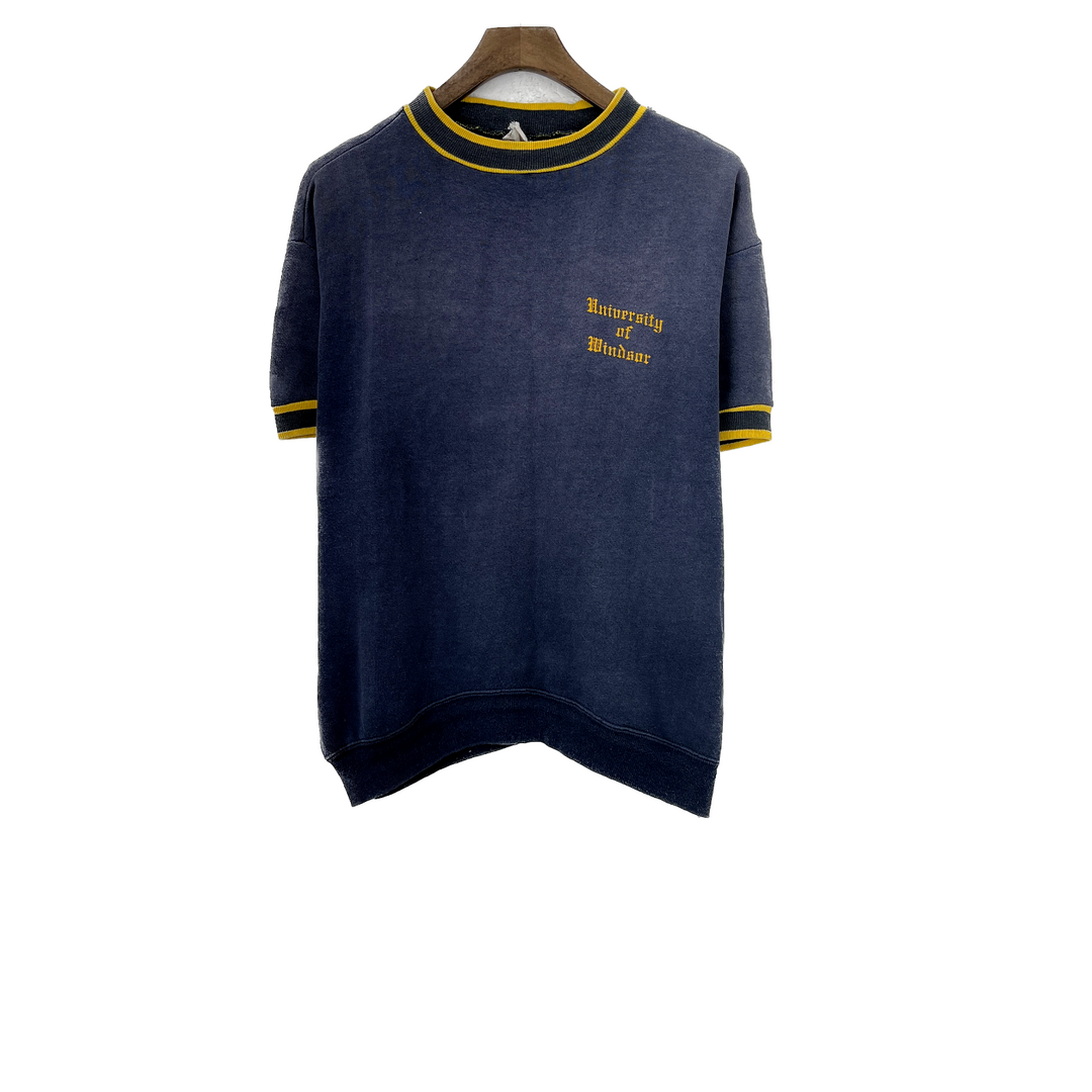 Vintage University Of Windsor Ringer Navy Blue T-shirt Size M