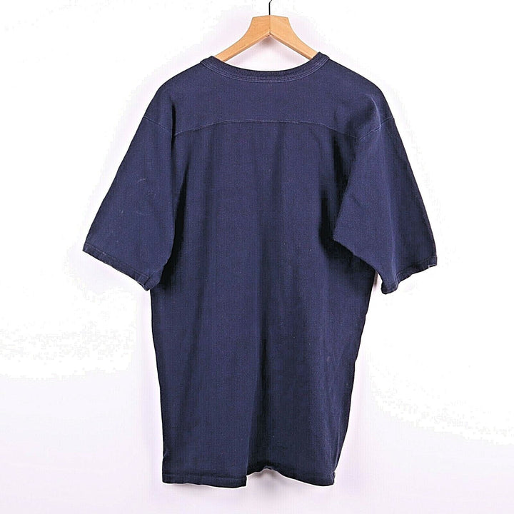 Champion Vintage V-neck Cotton T-shirt Size XL Navy Blue 90s