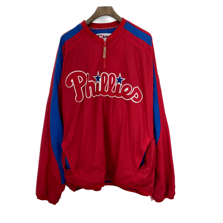 Vintage Philadelphia Phillies MLB Quarter Zip Red Pullover Jacket Size XL