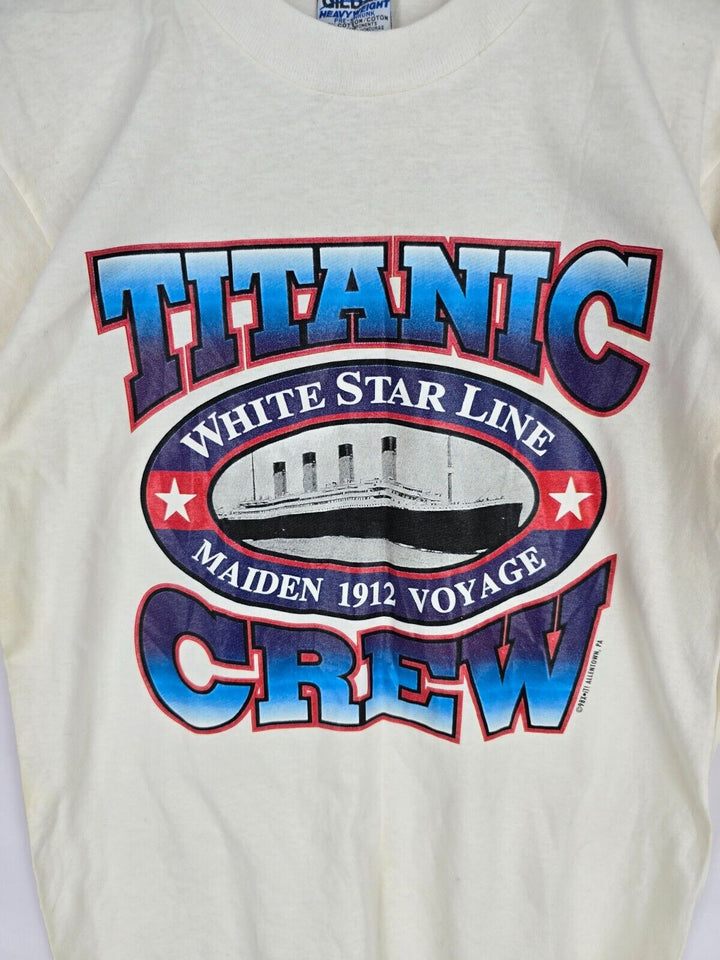 Vintage 1998 Titanic Crew White Star Line Maiden Men's Single Stitch Tee Size M