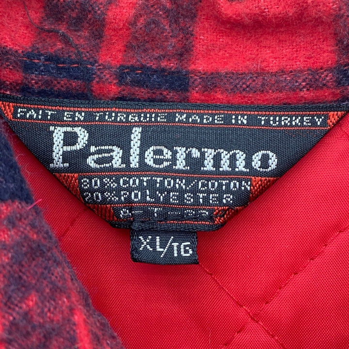 Palermo Quilted Lined Red Checked Shirt Jacket Button Up Size XL