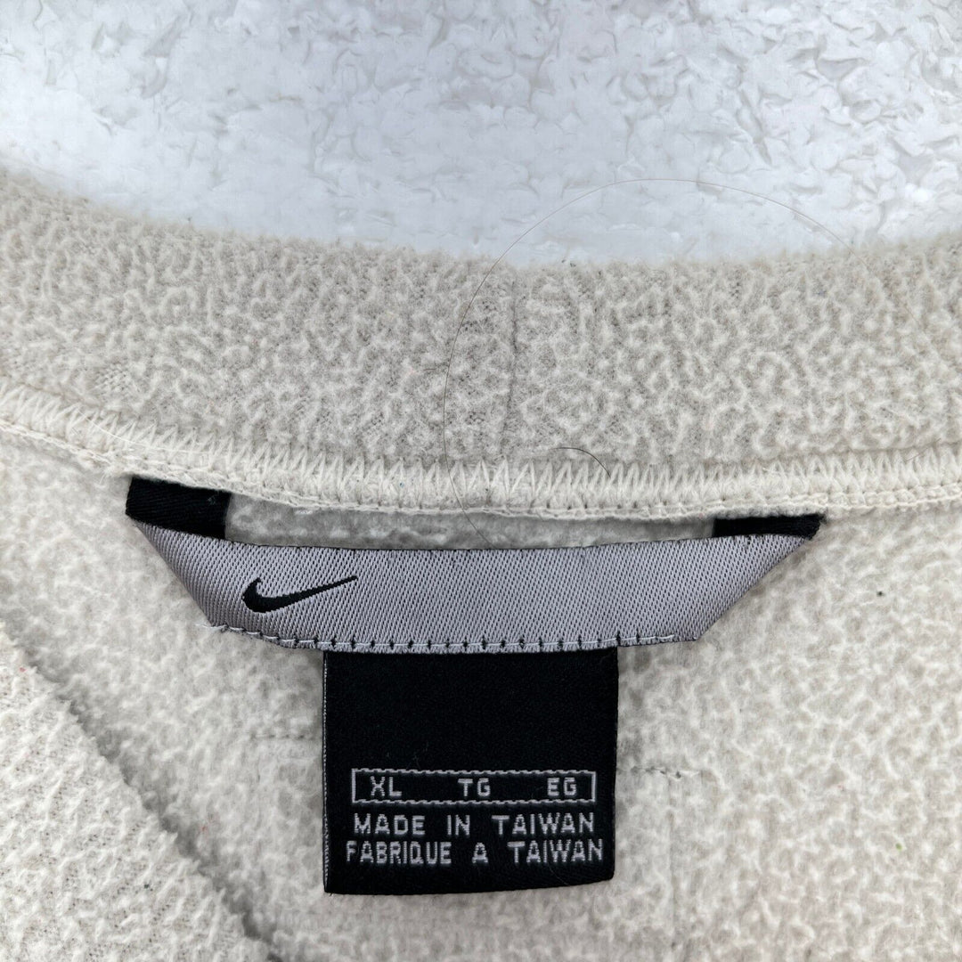 Vintage Nike Swoosh Logo Fleece Beige Pullover Jacket Size XL