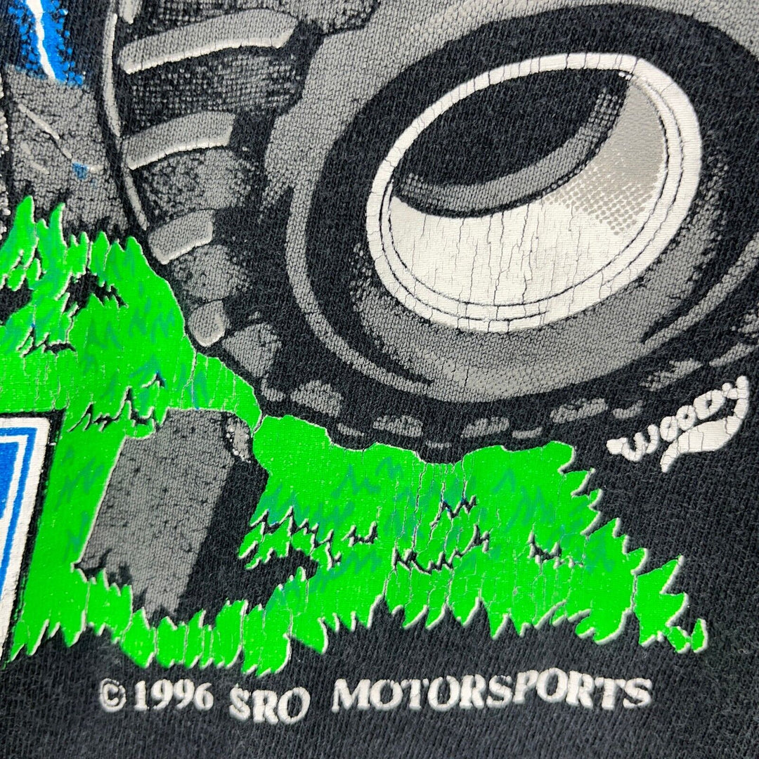 Vintage 1996 Pro Motorsport Dennis Anderson Grave Digger Hot Rod Black T-shirt S