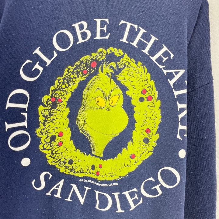 Vintage Dr. Seuss Old Globe Theater Navy Blue Sweatshirt Size L Crew Neck