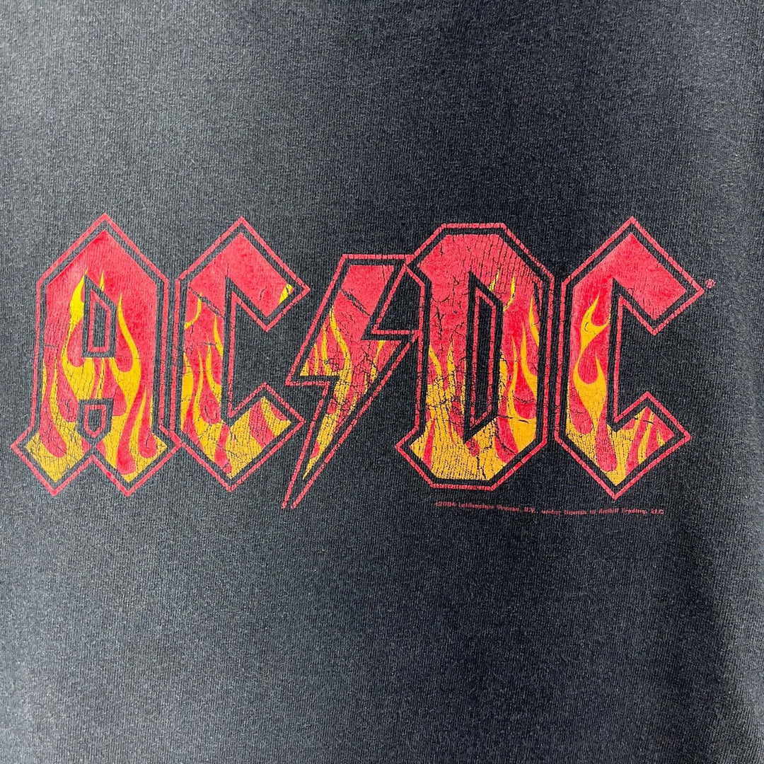 Vintage 2004 Flaming ACDC Logo Rock Band T-shirt Black Size M
