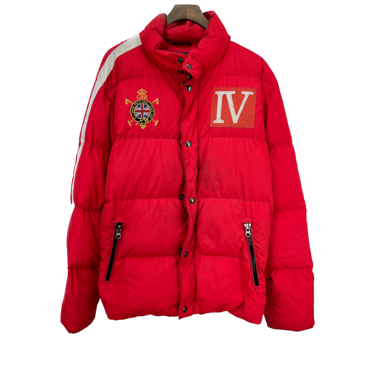 Vintage Polo By Ralph Lauren Britain Full Zip Red Puffer Jacket Size M
