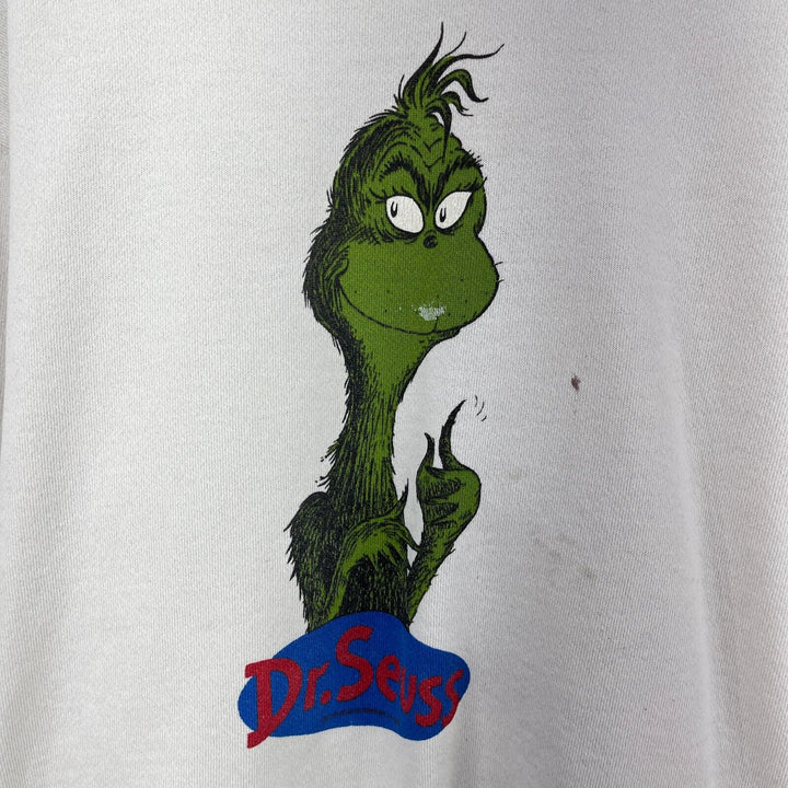 Vintage Dr. Seuss The Grinch Big Print Movie Promo White Sweatshirt Size L
