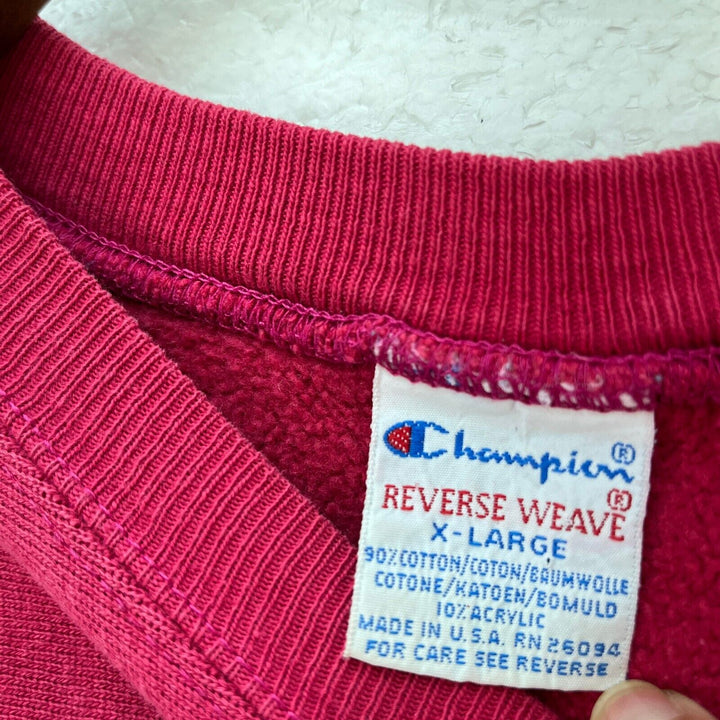 Vintage Champion Reverse Weave Logo Burgundy Red Sweatshirt Size XL